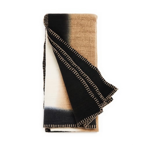 Siro Brown And White Ombre Textured Throw | Linens & Bedding by Studio Variously. Item works with contemporary & modern style