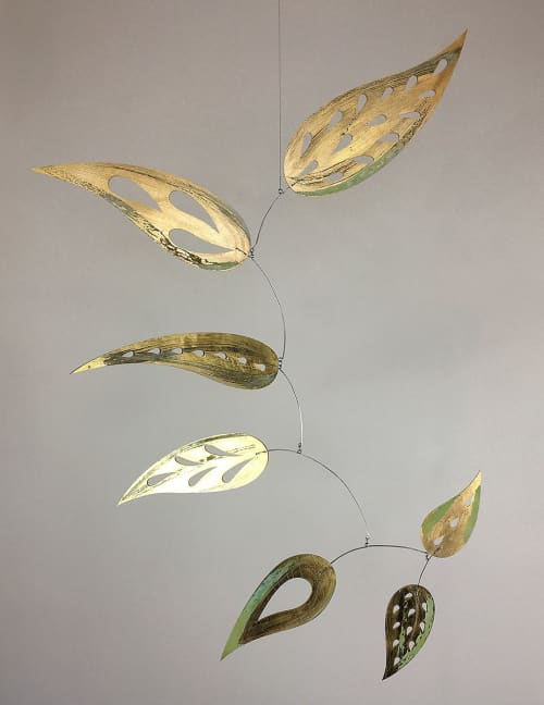 Golden Leaves - Kinetic Sculpture | Sculptures by Claudine Gevry Studio | Umbra & Lux in Vancouver. Item made of synthetic