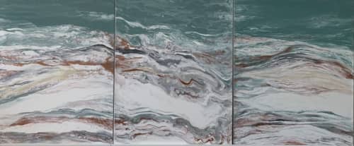 Catching The Waves | Oil And Acrylic Painting in Paintings by Hoai Not Art. Item composed of canvas and synthetic