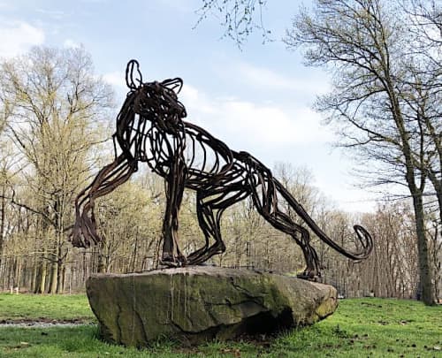 Catamount Large Scale steel sculpture | Public Sculptures by Wendy Klemperer Art Inc | Wildflower Sculpture Park in South Orange. Item composed of steel