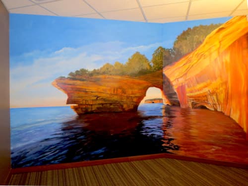 Pictured Rocks Mural | Murals by Katherine Larson | Google TRAV in Ann Arbor. Item made of synthetic