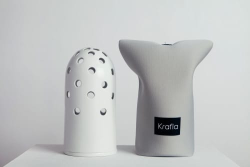 Fly's Eye Vase | big / white | Vases & Vessels by Krafla. Item composed of ceramic in minimalism or contemporary style