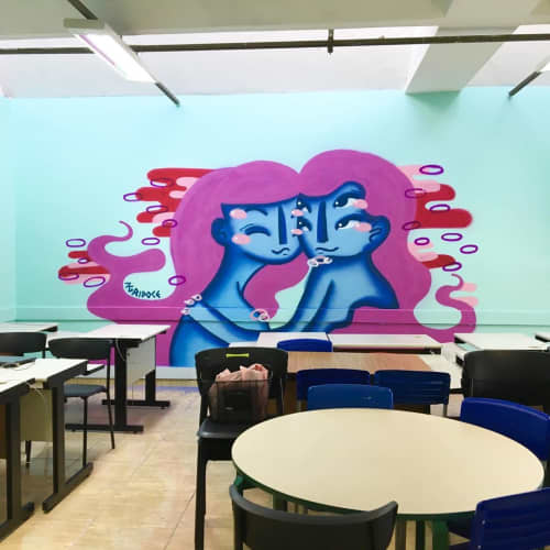 EMEF ANGELINA MAFFEI VITA Indoor Mural by Agridoce at Municipal School Dona Angelina Maffei Vita