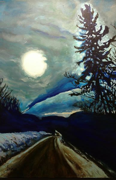 Laurentian Nocturn | Oil And Acrylic Painting in Paintings by Lorraine Downey Artist. Item made of canvas with synthetic