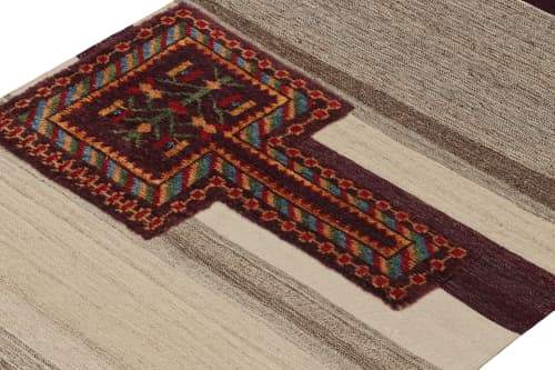 Rug & Kilim’s Tacheh Style Persian Kilim in Beige and Gray | Area Rug in Rugs by Rug and Kilim