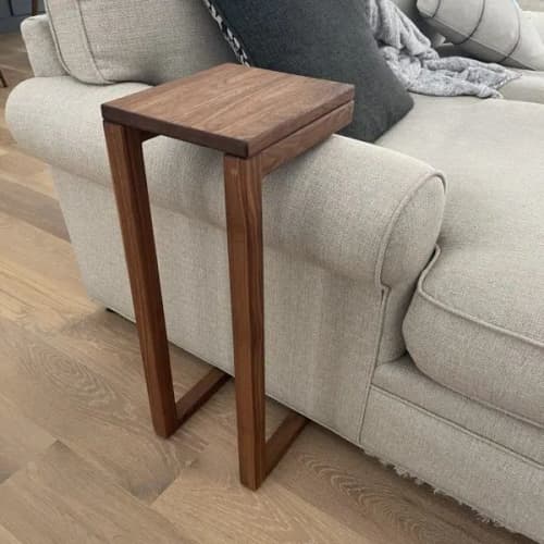 Charles C Shaped Sofa Side Table | Tables by Lumber2Love. Item made of oak wood works with mid century modern & contemporary style