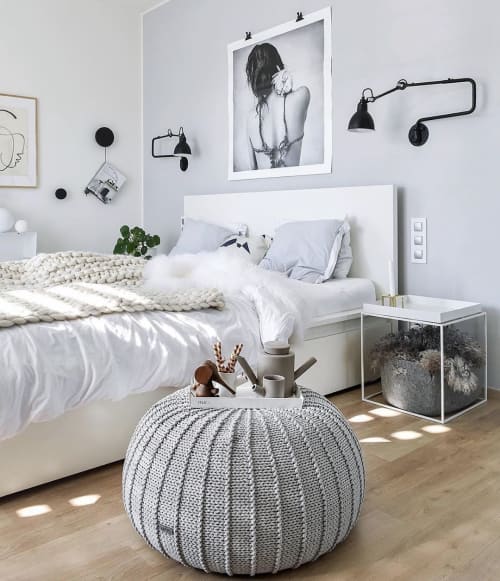 Large Knitted Pouffe | Benches & Ottomans by Zuri House
