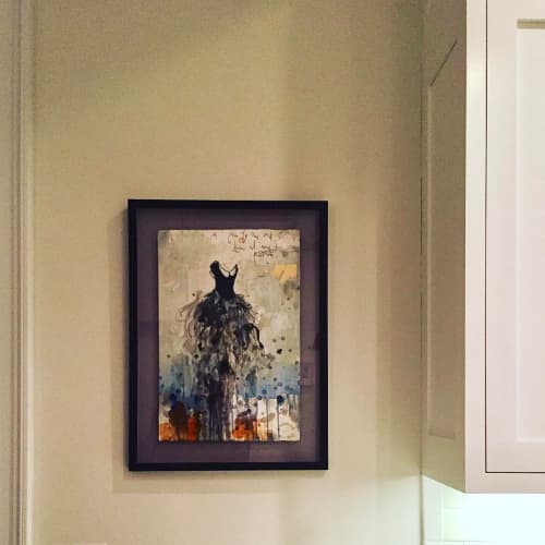 Black Dress | Oil And Acrylic Painting in Paintings by margherita martinelli. Item composed of canvas