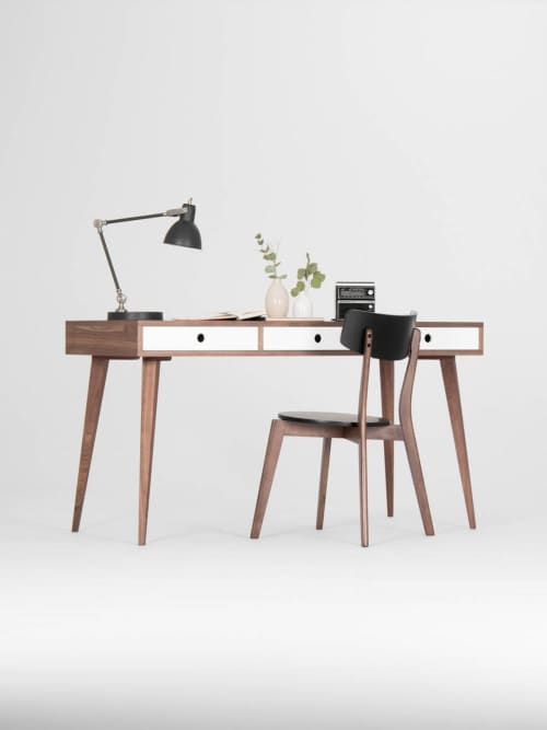 KUUB -Walnut desk, dressing table, bureau mid century modern | Tables by Mo Woodwork. Item composed of walnut in minimalism or mid century modern style