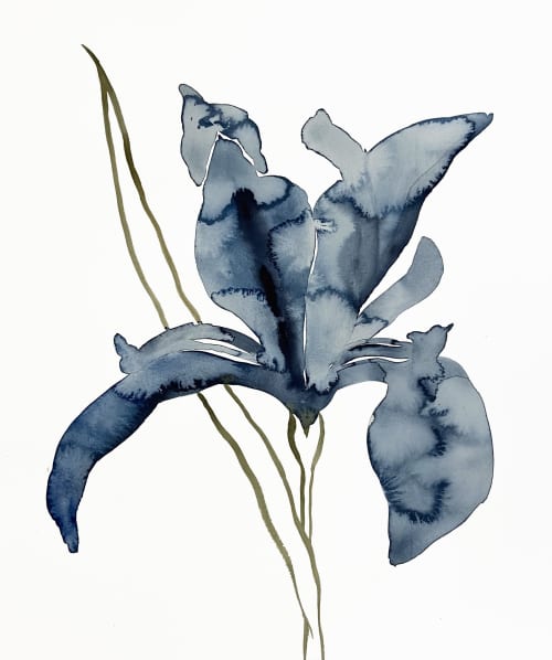 Iris No. 154 : Original Watercolor Painting | Paintings by Elizabeth Becker. Item made of paper works with minimalism & contemporary style
