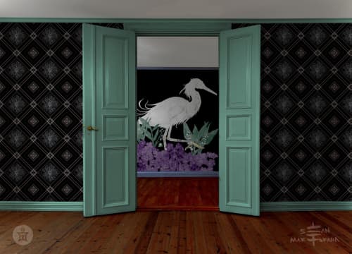 Egret Room with Violet + Aster Wallpaper by Sean Martorana | Wall Treatments by Sean Martorana. Item made of paper