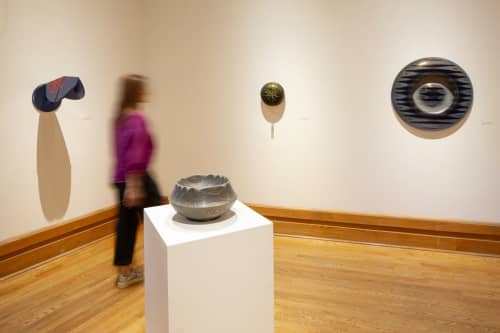 Long Shadow Series #15 (ash grey deep with gold and grey) | Decorative Bowl in Decorative Objects by Todd McCollister | Lied Education Center for the Arts in Omaha. Item composed of wood in contemporary or modern style