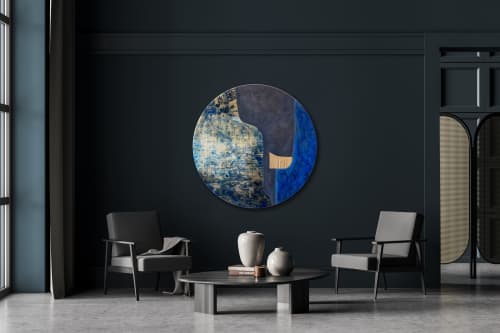 Blue Mixed Media Texture Art Piece | Mixed Media by Elsa Jeandedieu Studio