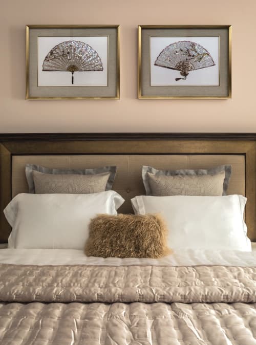 Oriental Fans - set of two mosaic artworks | Art & Wall Decor by Julia Gorbunova. Item made of glass works with contemporary & art deco style