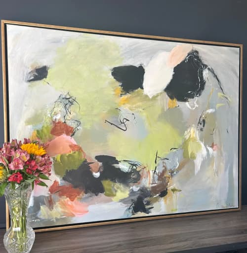 Jazzy | Mixed Media by Susan Skelley. Item composed of canvas compatible with boho and contemporary style