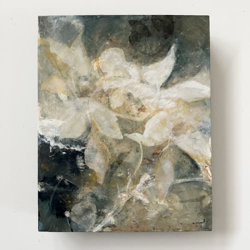 Expressive Abstract Floral Art in neutral colors | Oil And Acrylic Painting in Paintings by Lynette Melnyk