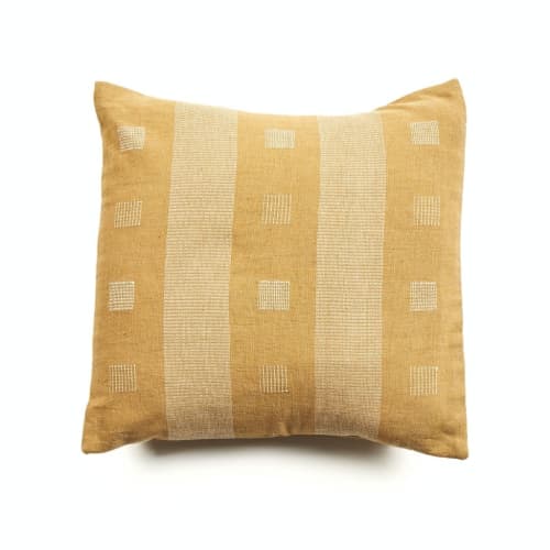 Chokor Nira Ochre Pillow | Pillows by Studio Variously. Item composed of cotton
