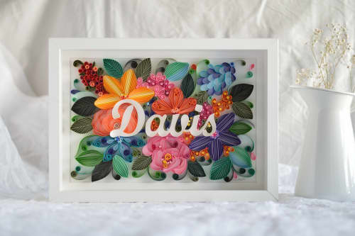 Personalised your son's / daughter's name | Decorative Frame in Decorative Objects by Mira's Craft. Item composed of paper in boho or contemporary style