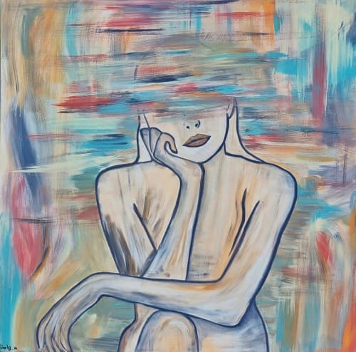 "Inside My Head" | Oil And Acrylic Painting in Paintings by Shirly Maimom Art. Item composed of canvas and synthetic in contemporary or art deco style