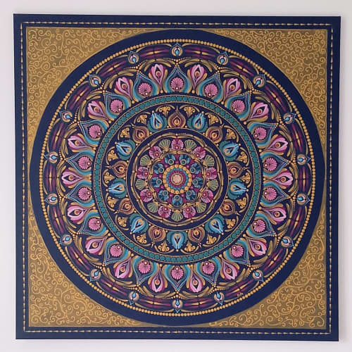 Magic of India | Colorful India Mandala | Oil And Acrylic Painting in Paintings by Kriandala. Item composed of canvas in boho or contemporary style