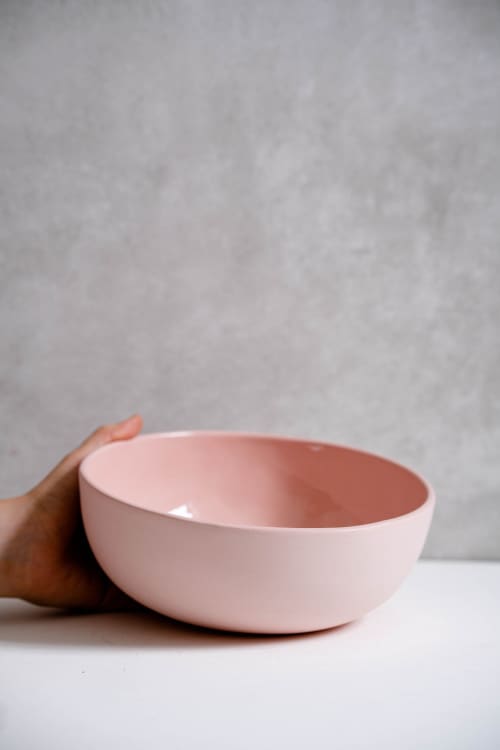 Handmade Porcelain Salad Serving Bowl. Powder Pink by Creating Comfort