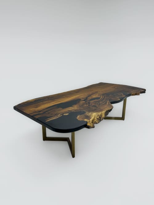 500 Year Old Walnut Epoxy Table - Resin Art Table | Dining Table in Tables by TigerWoodAtelier. Item composed of walnut in minimalism or art deco style