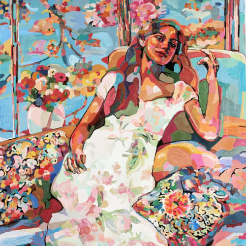 In Love mood | Oil And Acrylic Painting in Paintings by Noemi Safir Artist. Item composed of canvas & synthetic