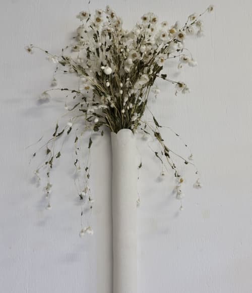 Wall Vase | 54cm x 6cm | Wall Sculpture in Wall Hangings by Shellie Christian Ceramics. Item made of ceramic works with contemporary & country & farmhouse style