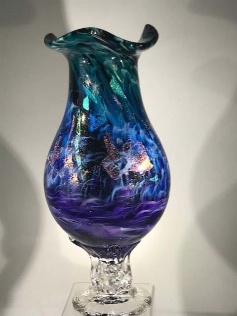 Hand Blown Glass Urn | Vases & Vessels by White Elk's Visions in Glass - Glass Artisan, Marty White Elk Holmes & COO, o Pierce