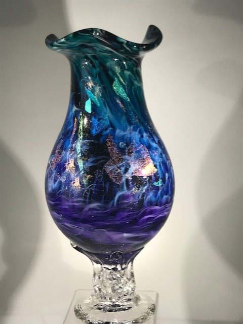 Hand Blown Glass Urn | Vases & Vessels by White Elk's Visions in Glass - Glass Artisan, Marty White Elk Holmes & COO, Jo Pierce