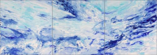 SOLD PRIVATE COLLECTION: LIVING OCEANS 1, Triptych | Oil And Acrylic Painting in Paintings by Betty Jo Costanzo. Item composed of wood