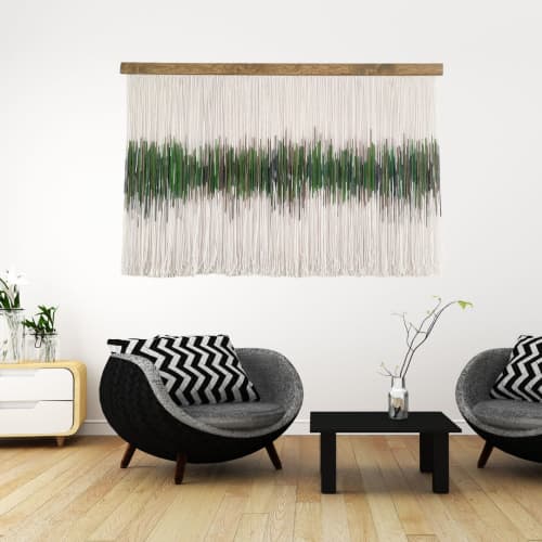 Interior wall hanging ZORKE 27 | Tapestry in Wall Hangings by Olivia Fiber Art. Item made of wood with wool works with country & farmhouse & coastal style