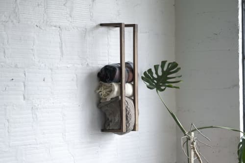 Modern Blanket Wall Rack | Storage by THE IRON ROOTS DESIGNS. Item made of oak wood compatible with minimalism and modern style