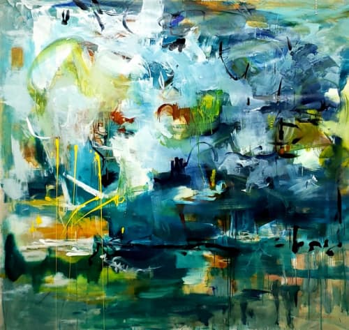 Yellow Garden Painting | Oil And Acrylic Painting in Paintings by Marie Manon Art. Item made of synthetic