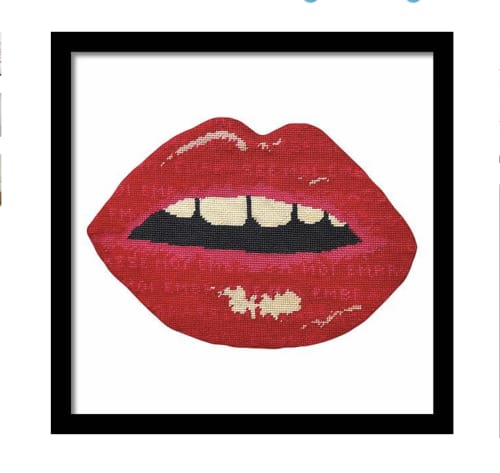 EMBRASSE MOI red lips original framed print | Prints by Mommani Threads. Item made of wood & paper compatible with contemporary and modern style