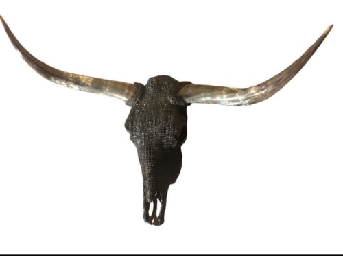 Longhorn with Chain | Ornament in Decorative Objects by Gypsy Mountain Skulls. Item compatible with contemporary and country & farmhouse style