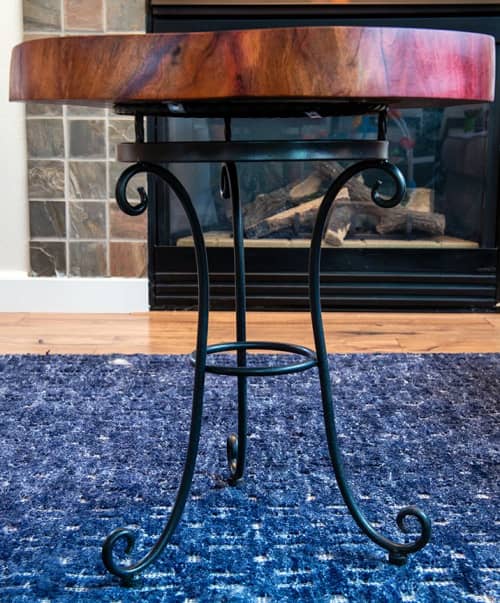 Purple Heart Live Edge End Table with Chrysocolla Inlay | Coffee Table in Tables by Natural Wood Edge Creations by Rick Griggs. Item composed of wood