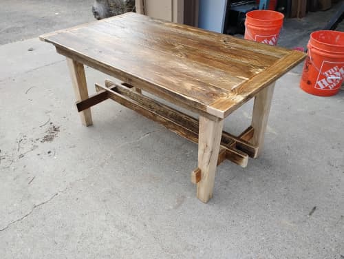Upcycled white ash coffee table | Tables by FrostCanyon Designs/Bo Sanders/the shop. Item composed of wood compatible with country & farmhouse and rustic style