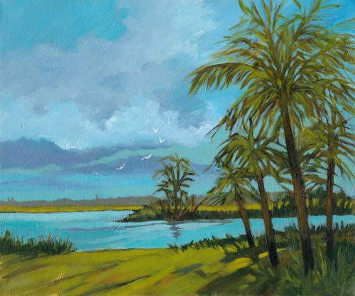 Afternoon Light - Tropical Landscape Painting on Canvas | Oil And Acrylic Painting in Paintings by Filomena Booth Fine Art. Item made of canvas