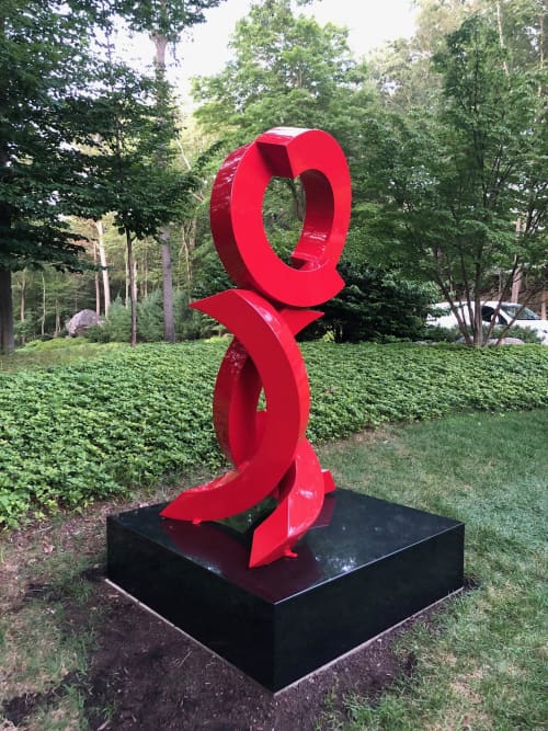 Red Rhythm | Public Sculptures by Rob Lorenson | New York in New York. Item made of aluminum & synthetic
