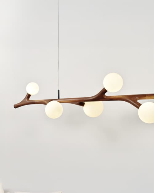 Arborlux Horizontal Pendant | Pendants by Oehl. Item made of oak wood & copper compatible with minimalism and mid century modern style