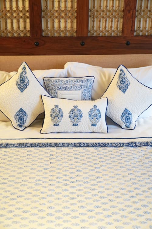 Jaipuri Indigo Ditsy Quilt | Linens & Bedding by Jaipur Bloc House. Item made of cotton