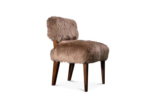 Dining Chair in Exotic Wood and Sheepskin by Costantini | Chairs by Costantini Design. Item made of wood with cotton