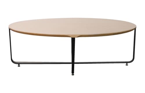 Modern Oval Oak Coffee Table from Costantini, In Stock | Tables by Costantini Designñ. Item composed of wood & metal compatible with contemporary and modern style