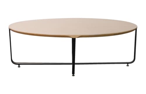 Modern Oval Oak Coffee Table from Costantini, In Stock | Tables by Costantini Design. Item composed of wood & metal compatible with contemporary and modern style