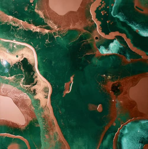 Emerald Bey | Oil And Acrylic Painting in Paintings by Art By Skevi. Item composed of wood and synthetic