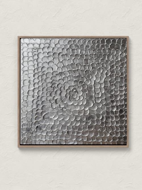 Silver Wall Art -3d  Textured Metallic Canvas | Oil And Acrylic Painting in Paintings by Serge Bereziak. Item composed of canvas in minimalism or mid century modern style