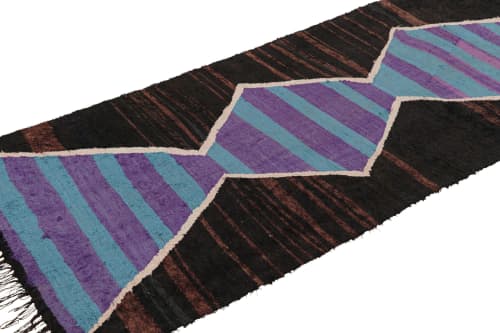Vintage Moroccan Runner Rug in Brown with Lozenges | Area Rug in Rugs by Rug and Kilim