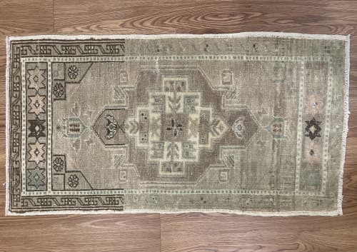 Hand-woven Turkish Rug Doormat| 1.7 x 3 | Small Rug in Rugs by Wool and Rug. Item made of wool works with boho & contemporary style