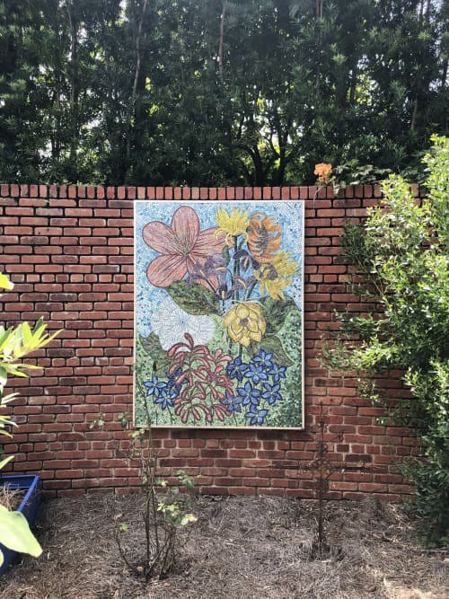 Wall of Flowers - Installation, private residence | Mosaic in Art & Wall Decor by Gila Mosaics Studio. Item composed of glass